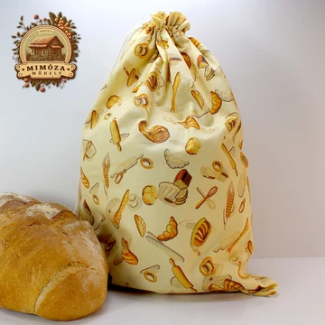 Kenyeres zsák sárga péksütis mintával – PUL béléssel, 1 kg kenyérhez – Mimóza Műhely
